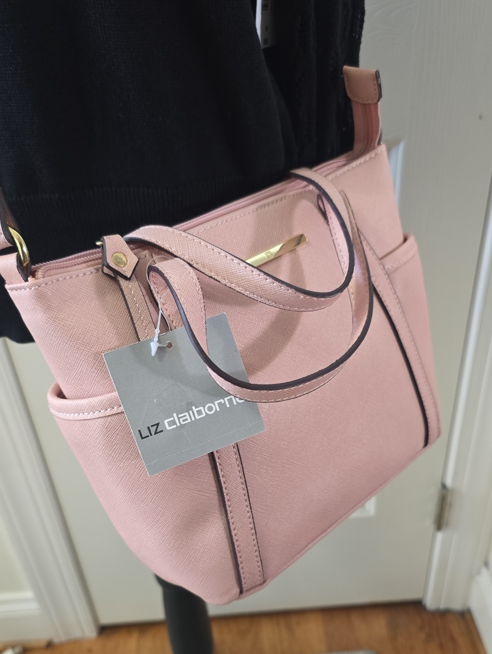 Liz Claiborne Brand Women's Light Pink Shoulder Crossbody Tote with Gold Accents